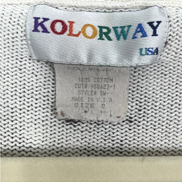 Vintage Kolorway Cotton Hand Painted Sweater Neutral Women's Size 2 Art To Wear - Picture 13 of 13
